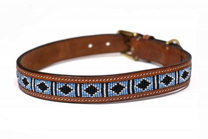 Leather collar with beads